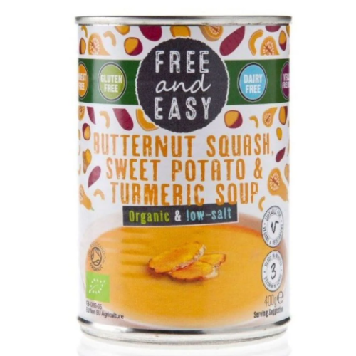 Free & Easy Butternut Squash, Sweet Potato & Turmeric Soup Organic & Low-salt