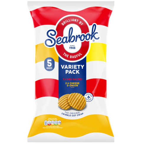 SEABROOK VARIETY PACK 5PACK 25G PRICE MARKED 1.50
