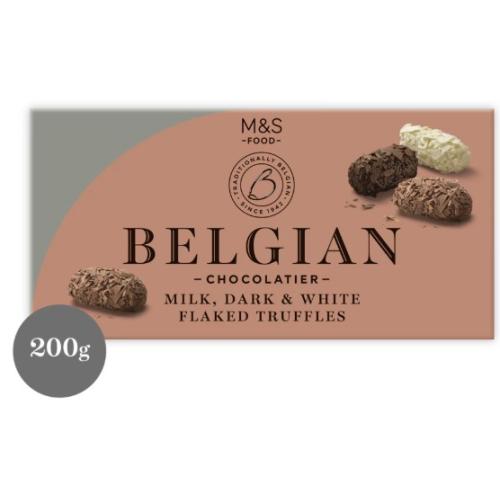 M&S Belgian Milk, Dark & White Flaked Truffles