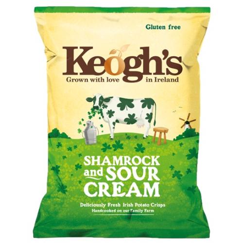 Keoghs Irish Crisps Straight Cut - Sour Cream & Shamrock