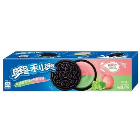 Cadbury Oreo Sandwich Biscuits - Grape & Peach Flavoured Cream Filling