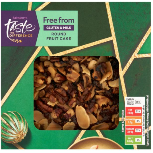 Sainsburys Sainsbury's Taste The Difference Free From Round Fruit Cake