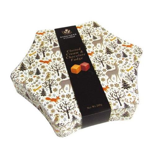 Gardiners Christmas Tin - Star Clotted Cream & Chocolate Fudge