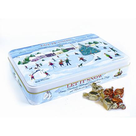 Christmas Fudge Tin Skating Scene Vanilla x250g Butter Toffee x250g