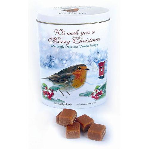 Christmas Fudge Tin Vanilla Robin