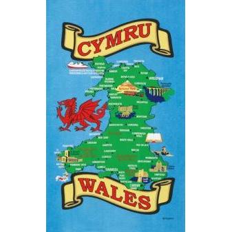 Tea Towels - Cymru Wales Map Design